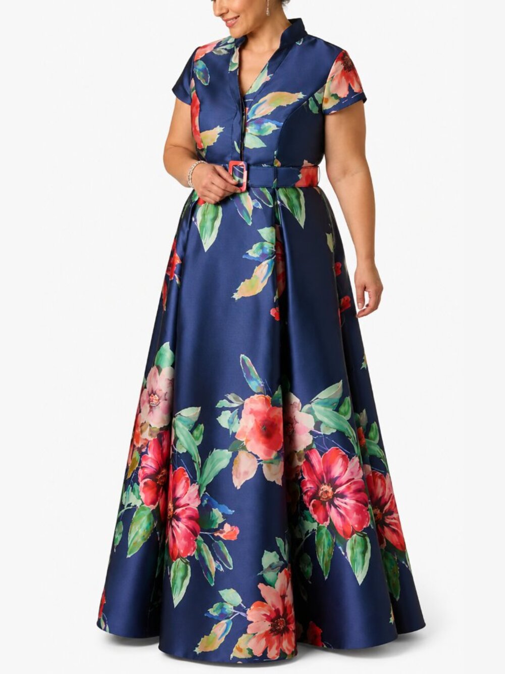 NWT Adrianna Papell Oversized Floral Mikado Gown – Couture-Inspired Formal Dress - Picture 4 of 6
